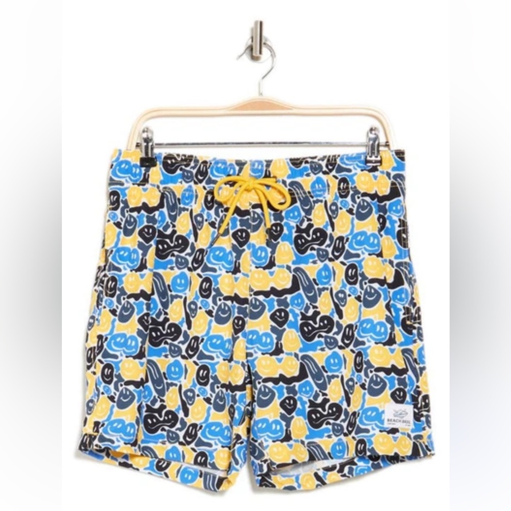 Beach Bros Melting Smiles Swim Trunks In Yellow Size Small NWT